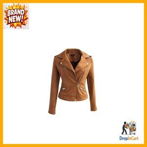 Faux Suede Aviator Jacket Long Sleeve Zipper Casual Outwear Chic Classic